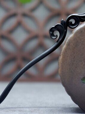 Handmade Black Wooden Hair Sticks